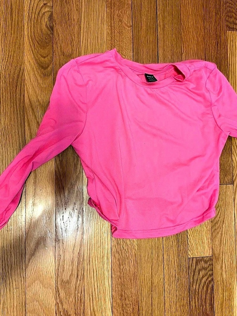 SHEIN Pink Cropped Long Sleeve Top